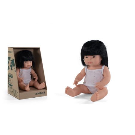 Poupée 38 cm | Asiatique fille par Miniland et sa boite Poupée 38 cm | Asiatique fille par Miniland et sa boite