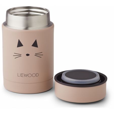 Pot alimentaire isotherme | Chat rose par Liewood ouvert Pot alimentaire isotherme | Chat rose par Liewood ouvert