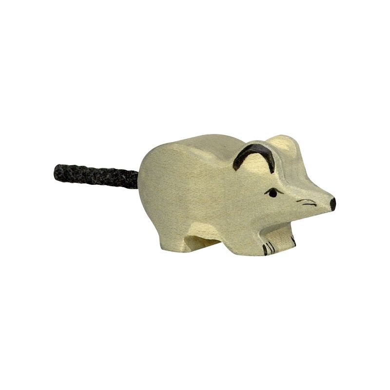 Souris grise en bois par Holztiger