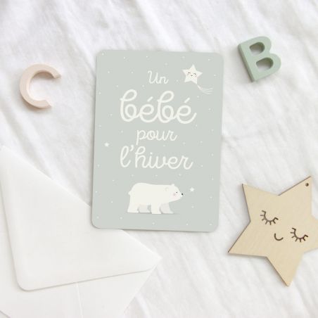 Carte Un bébé pour l'hiver - Zü Carte Un bébé pour l'hiver - Zü