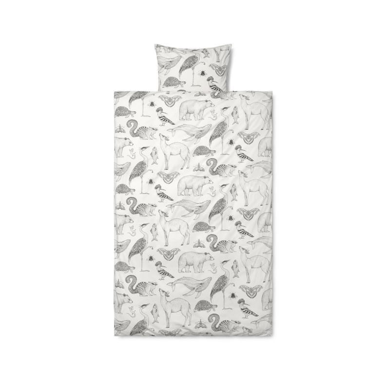 Parure De Lit En Coton Bio Animaux Blanc Ferm Living Little Cecile