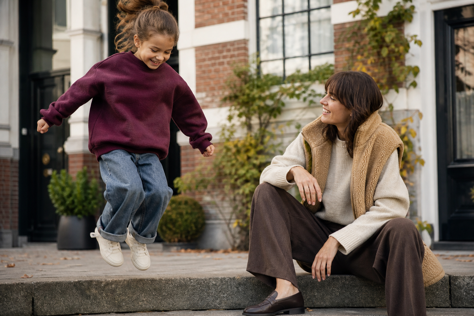 mode adulte enfant confortable et colorée en automne